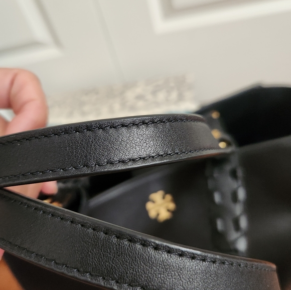 Tory Burch Brooke Leather Tote 43716 BLACK / Luxury Handbag - Picture 5 of 6